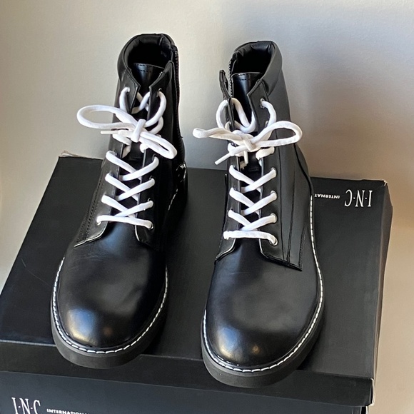 INC International Concepts Men's Black Ivan Lace-Up Boots | Mens 9 - Picture 3 of 6